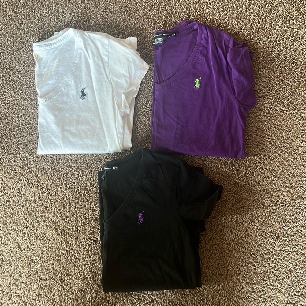 Women’s Ralph Lauren, V-neck shirts, size medium